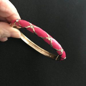 Sequin Enamel Hinged Pink Bangle